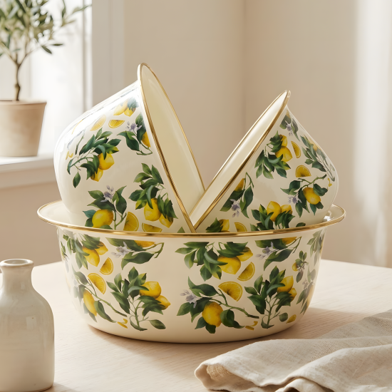Lemon Pattern Basin Set - 3 Pcs